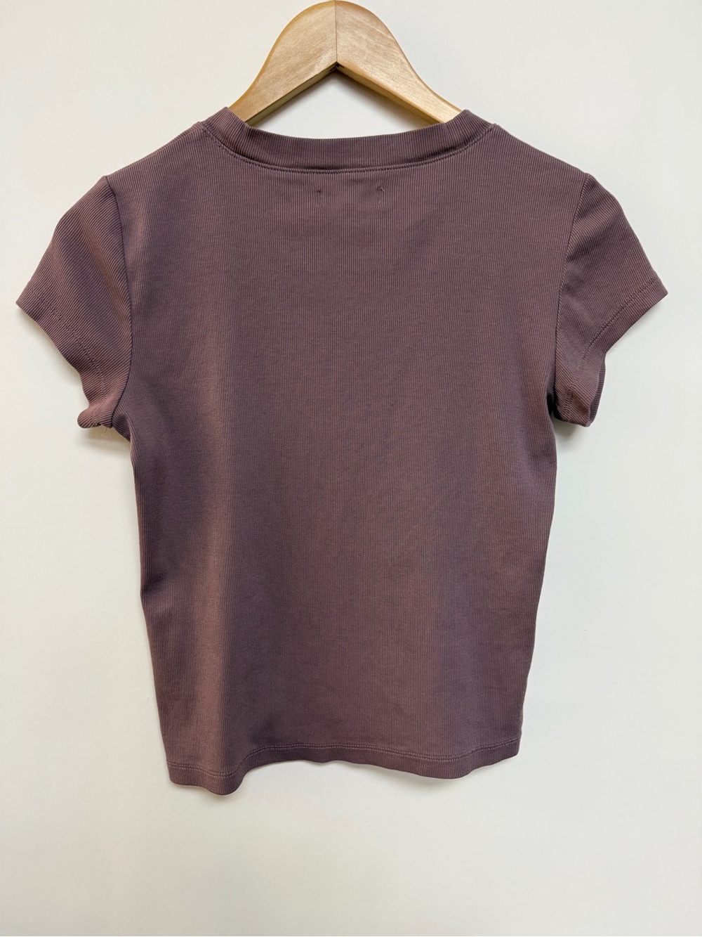 Madewell Ribbed Baby Tee Cotton Short Sleeve T-Shirt Mauve Purple Medium - Picture 3 of 3
